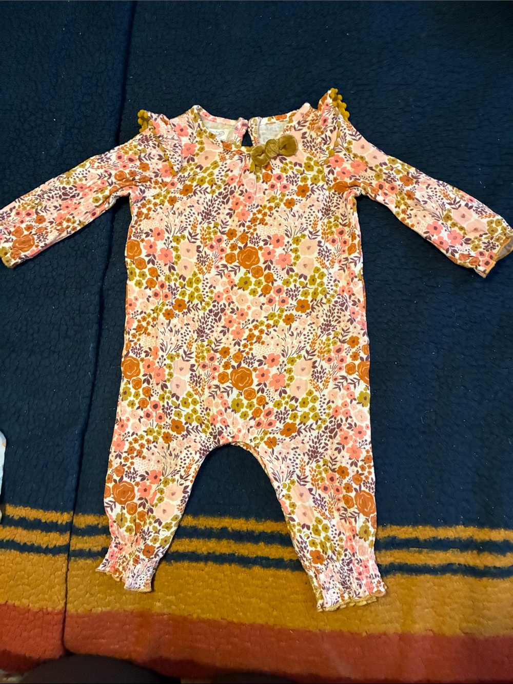 Mud Pie Floral Ruffle Baby One-Piece in Pink, Rust, Olive
